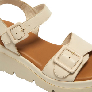Carl Scarpa Lyra Off White Leather Wedge Platform Sandals